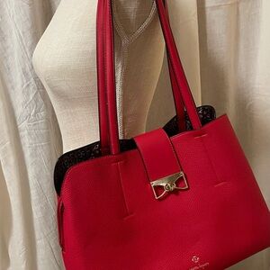 Nanette Lepore red pebbled leather satchel